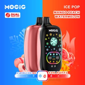 Mocig Disposable Vape ICE POP Adjustable Ice and Nicotine  Full Smart Screen 50K Puffs E-liqiud Capacity Nicotine 0% 2% 5% Electronic cigarette