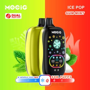 Mocig Disposable Vape ICE POP Adjustable Ice and Nicotine  Full Smart Screen 50K Puffs E-liqiud Capacity Nicotine 0% 2% 5% Electronic cigarette